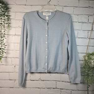 100%.Cotton NWOT SET Jones New York  Blue Striped Cardigan  MP